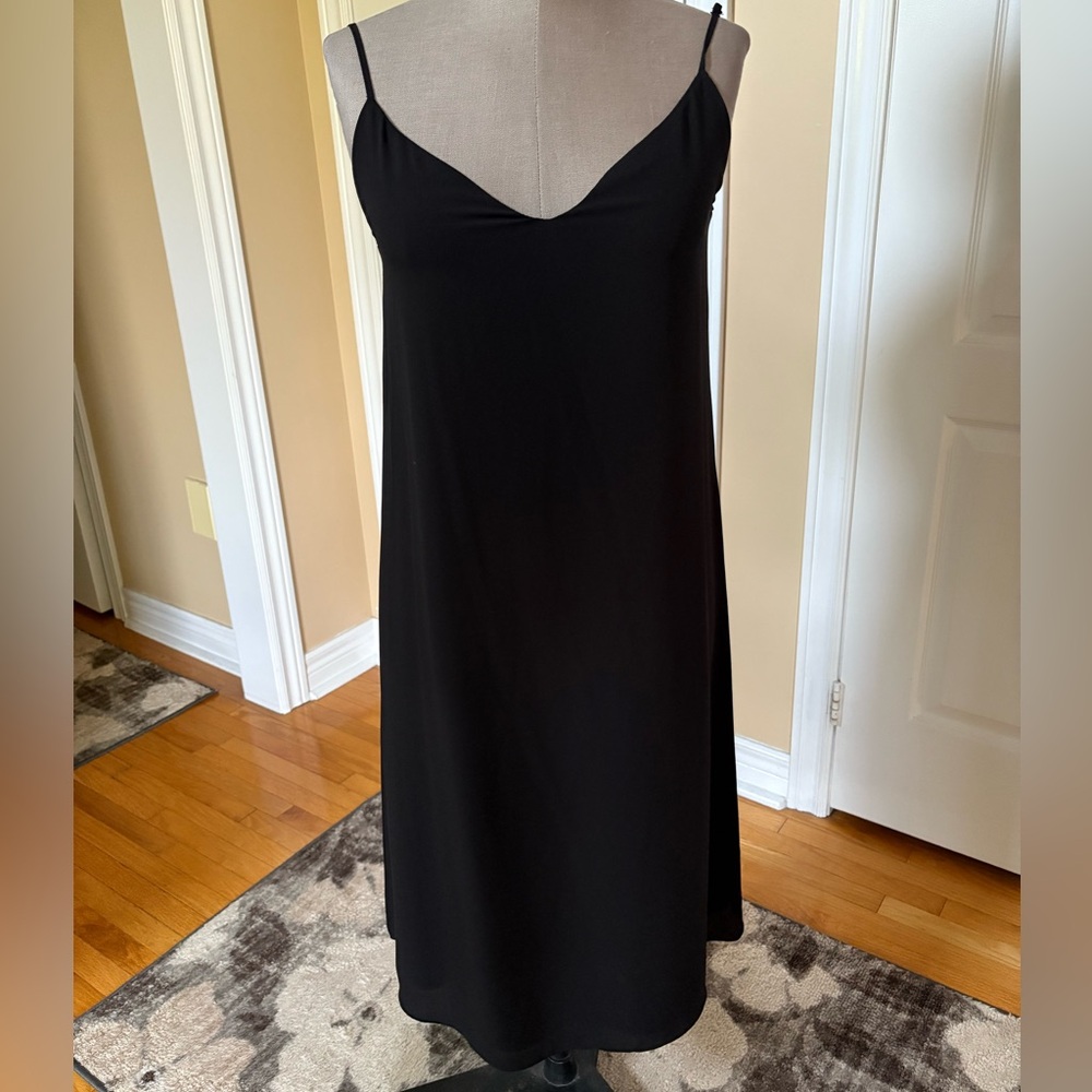 Babaton Black Slip Dress with Adjustable Straps and V-Neckline